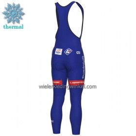 Fietsbroek Lang met Bretels 2022 Groupama FDJ Winter Thermal Fleece Blauw
